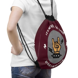 Rockstar Drawstring Bag, Musician Backpack, Inspirational Gym Sack, Motivational Cinch Sack, Guitarist Pouch