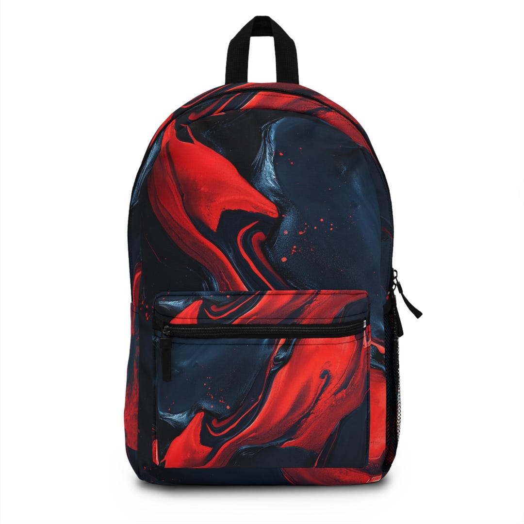Red and Black Swirl Art Inspired Backpack, Unique Backpack for School ...