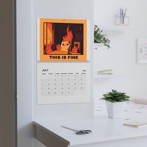 2025 Calendar Wall Art, Fine Funny Decor Print, Unique Yearly Planner, Office Desk Pad, Home Organization Poster