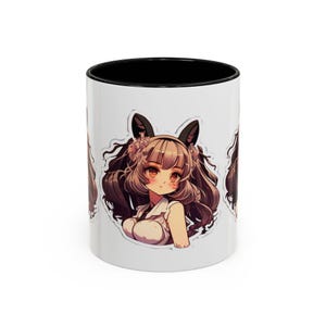 Anime Girl With Animal Ears Mug, Cute Kawaii Tea Cup, Cat Girl Coffee Mug, Manga Gift for Otaku,Animation Fan, Anime Lover Gift, Unique