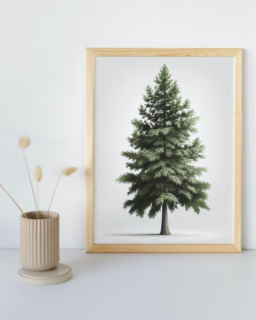 Realistic Evergreen Tree Wall Art Simple Evergreen Tree Painting