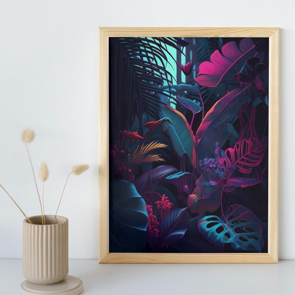 Jewel Tone Jungle Wall Art | Tropical Jewel Tone Wall Art | PRINTABLE Digital Download | 024