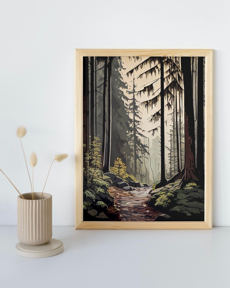 Pacific Northwest Forest Muted Colors Wall Art Forest Hiking Etsy