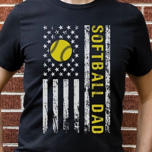 Softball Dad T-Shirt: American Flag Sports Tee