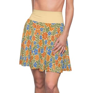 Bohemian Floral Skater Skirt: High-Waisted Women&#39;s Summer Fashion