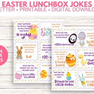 Boîte à lunch de Pâques blagues cartes de correspondance imprimables pour les enfants, farce aux œufs de Pâques