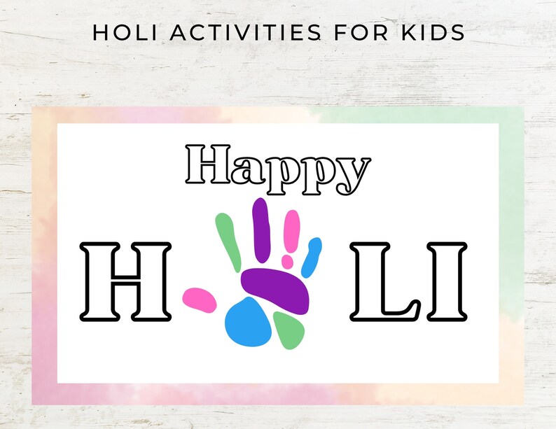 Happy Holi Printable Handprint Art Craft - Etsy