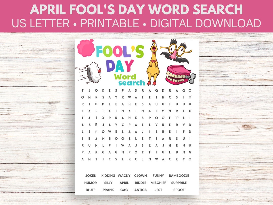 April Fool's Day Word Search Game Printable - Etsy