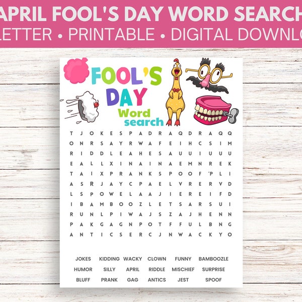 April Fool's Day Word Search Game Printable