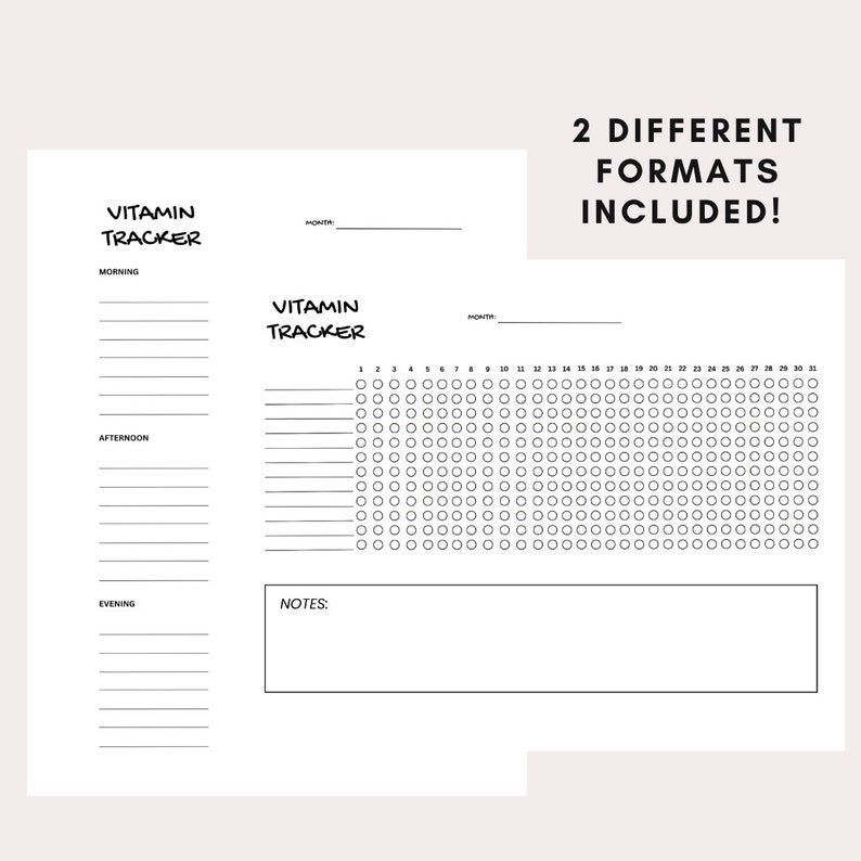Daily Vitamin Tracker Printable Monthly Supplement Checklist (PDF) Etsy