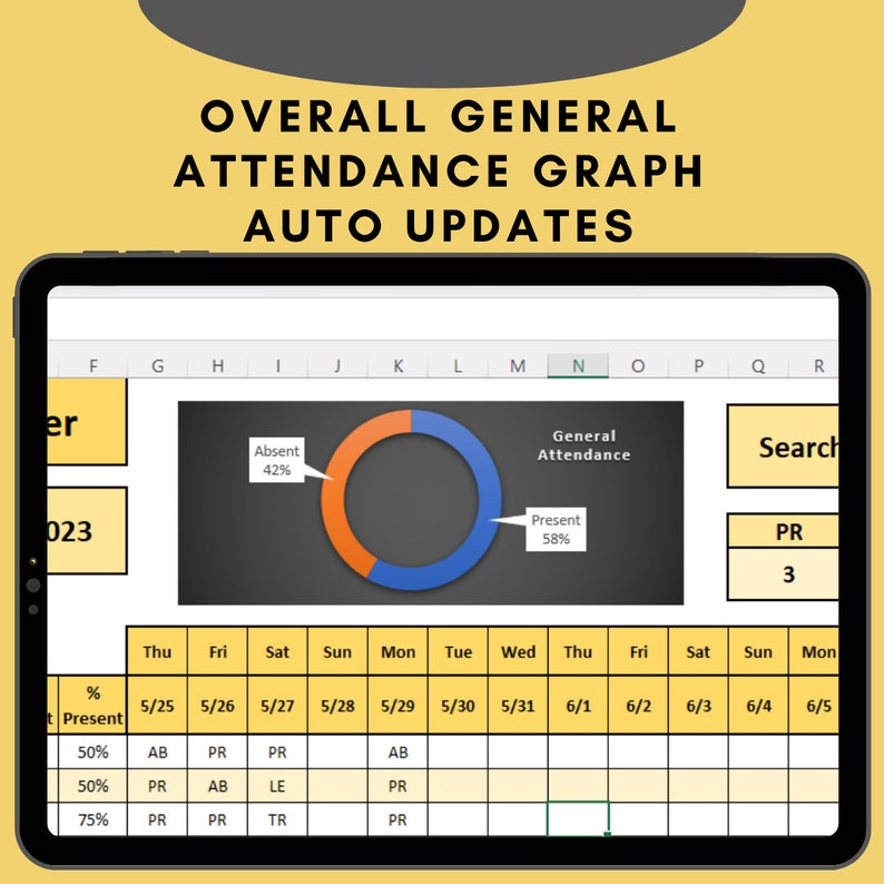 Student Attendance Tracker, Excel Template (digital Download) - Etsy