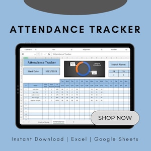 Attendance Tracker Excel Spreadsheet Employee Attendance Tracker Attendance Record Attendance Log For Teachers Attendance School Tracker