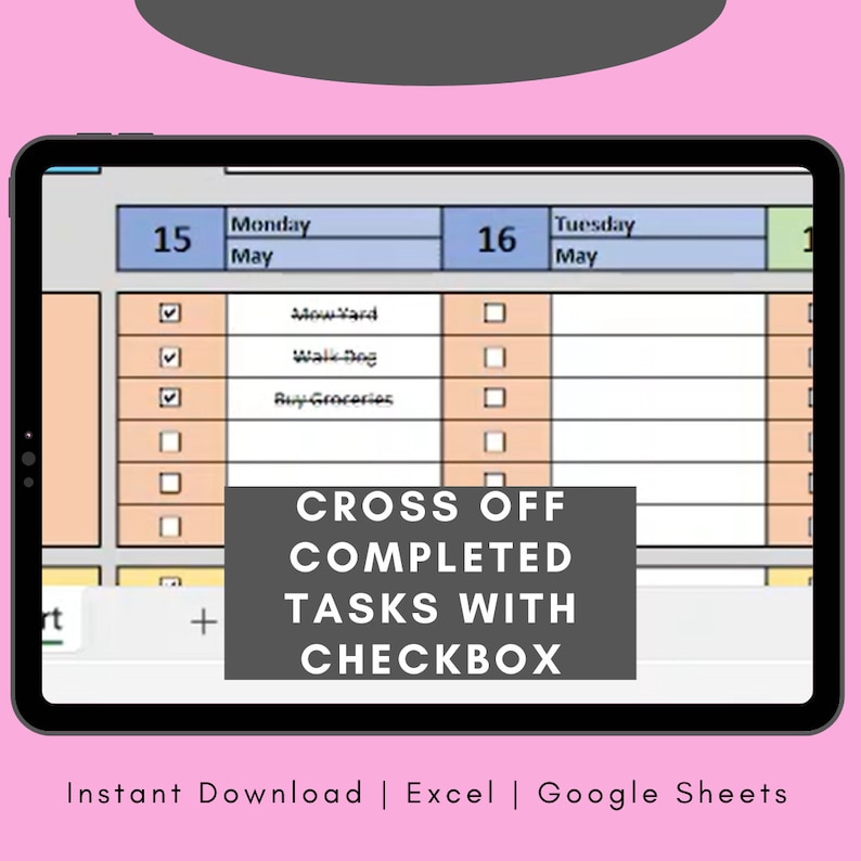 Family Chore Chart Excel Template: Weekly Cleaning List (digital ...