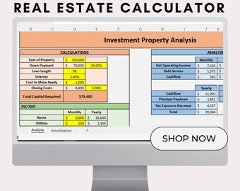 Rental Property Analysis Calculator: ROI, Cash Flow (Spreadsheet Template)