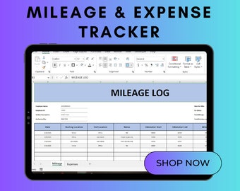 Mileage Tracker Excel Template: Expenses Log, Reimbursement Calculator (Digital Download)