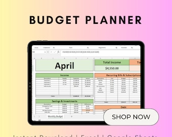 Monatlicher Budgetplaner: Excel Haushalts-Planer (Digitaler Download)