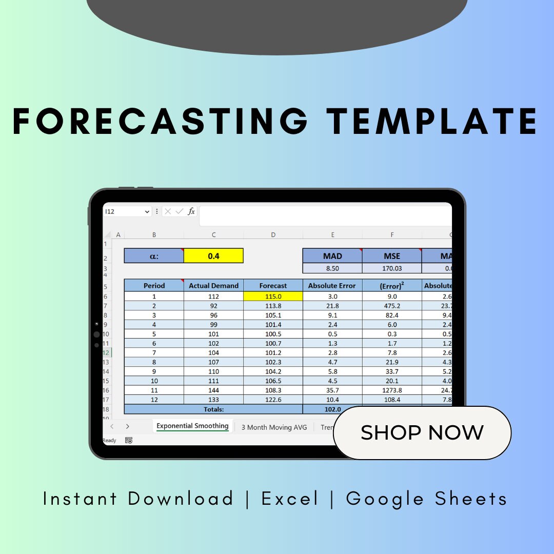 Sales Demand Forecasting Excel Template | Predict Future Sales | Exponential Smoothing | Seasonal Variation | Moving Avg. | Trend Regression