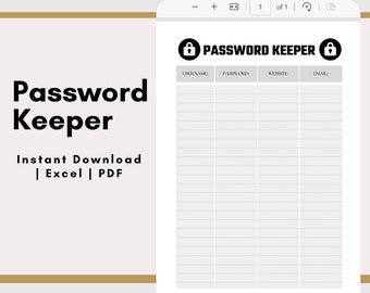 Gestionnaire de mots de passe imprimable : modèle Excel (PDF)