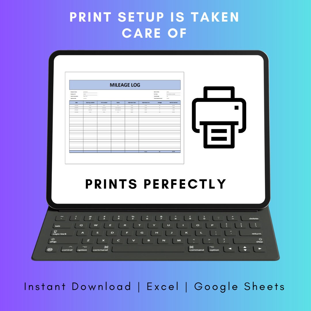 Mileage Tracker Excel Template for Expenses Log Mileage Calculator