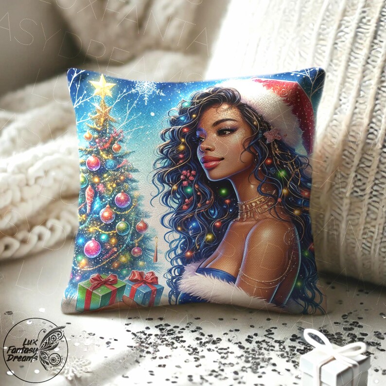 Winter Black Girl Magic Melanin Woman African American Afro Santa …