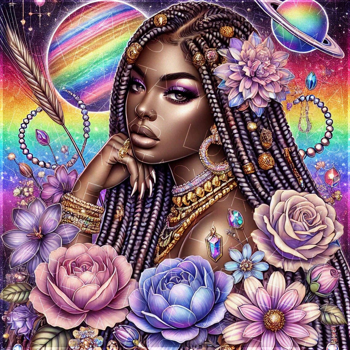 Beautiful Black Girl Magic Stars Galaxy Universe African American ...