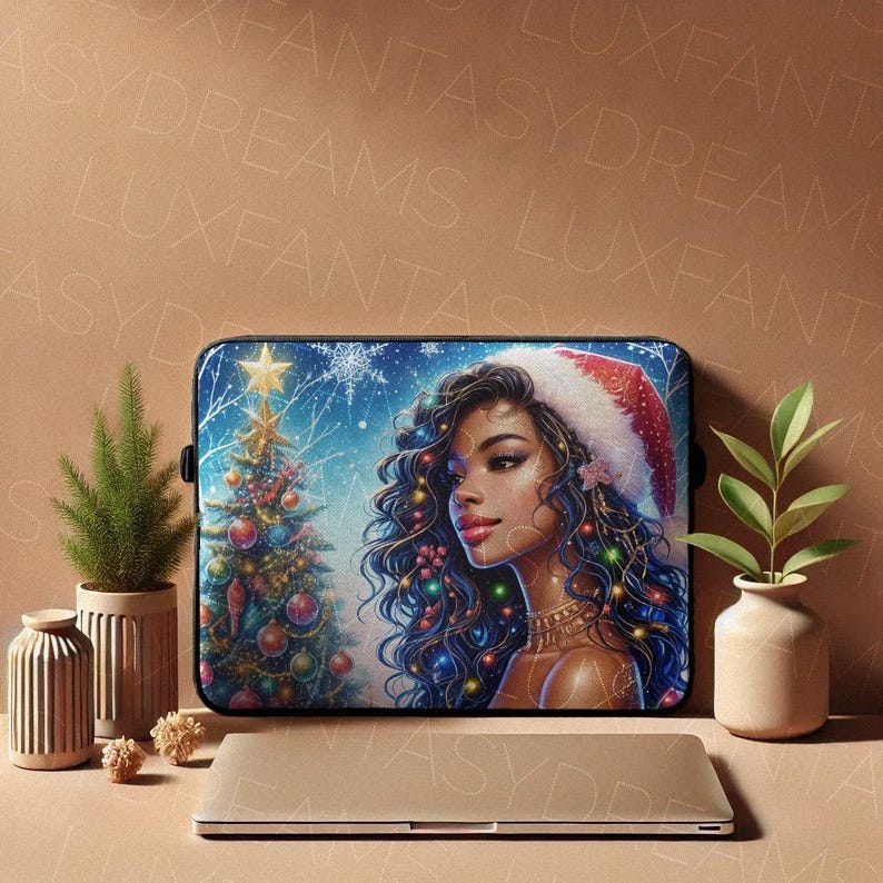 Winter Black Girl Magic Melanin Woman African American Afro Santa …