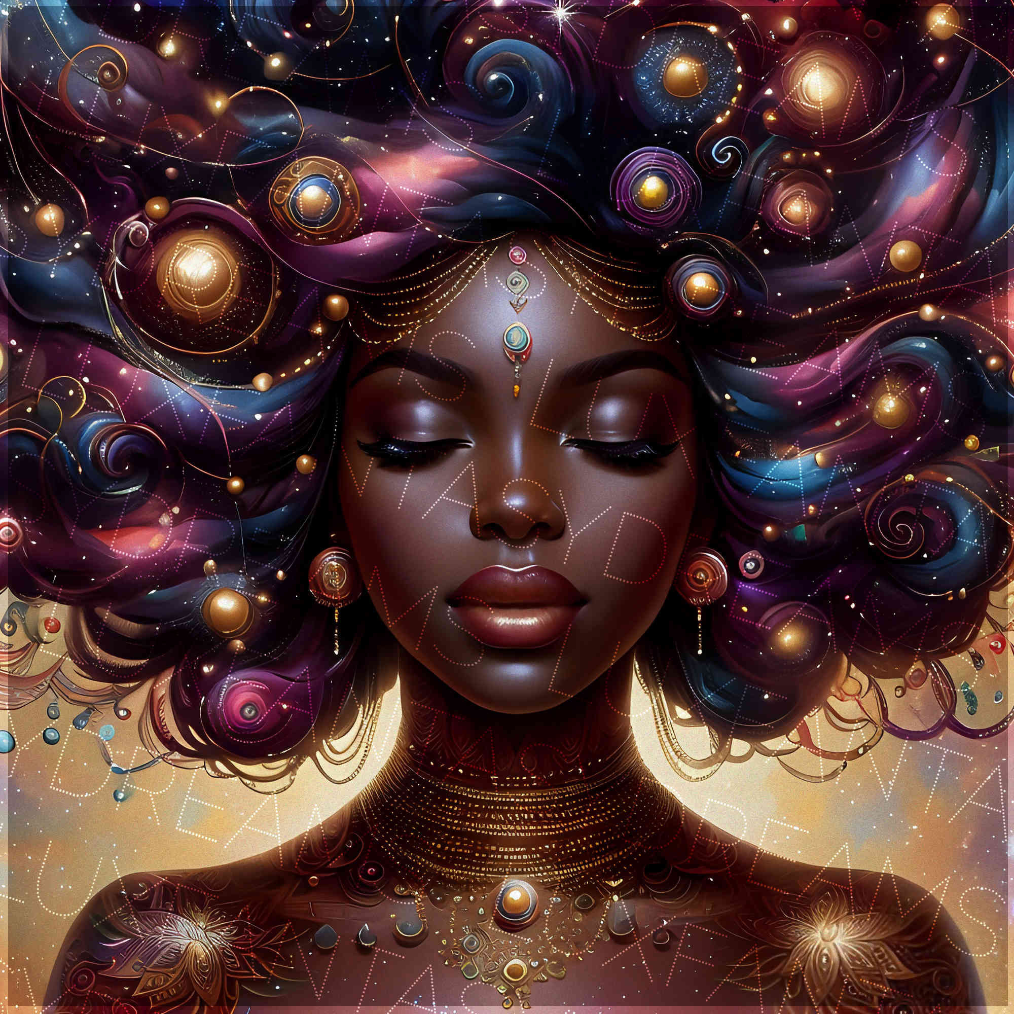 Galaxy Beautiful Black Girl Magic Melanin Woman Afro Goddess Fashion ...