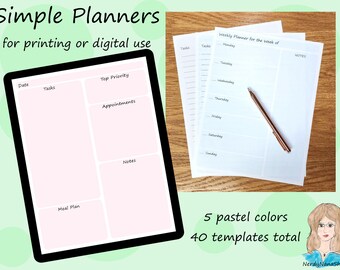 Printable Planner, Digital Planner, Weekly Planner, Daily Planner, Annual Planner, PDF Planner, Simple Planner, Tasks List, To Do List