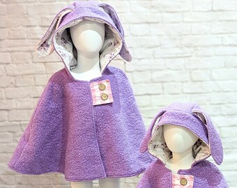 Bunny Cape - purple with white floral