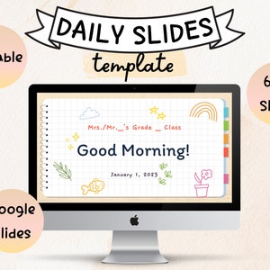 Pastel Spring Notebook Daily Slides | Teacher Slides Template | Classroom Decor | Virtual Learning | Google Slides