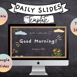 Chalkboard Themed Daily Slides | Teacher Slides Template | Classroom Décor | Virtual Learning | Google Slides