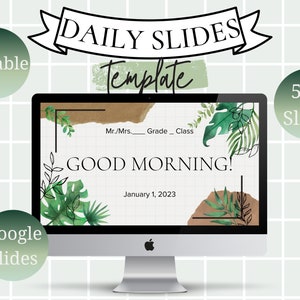 Botanical Daily Slides | Teacher Slides Template | Classroom Decor | Virtual Learning | Google Slides