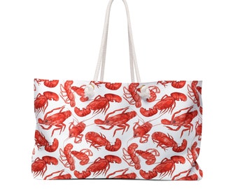 Sac de plage homard-sac à homard, sac de plage nautique, sac de plage de demoiselle d'honneur, sac BCBG, sac fourre-tout d'été, cabas homard, sac de plage amusant