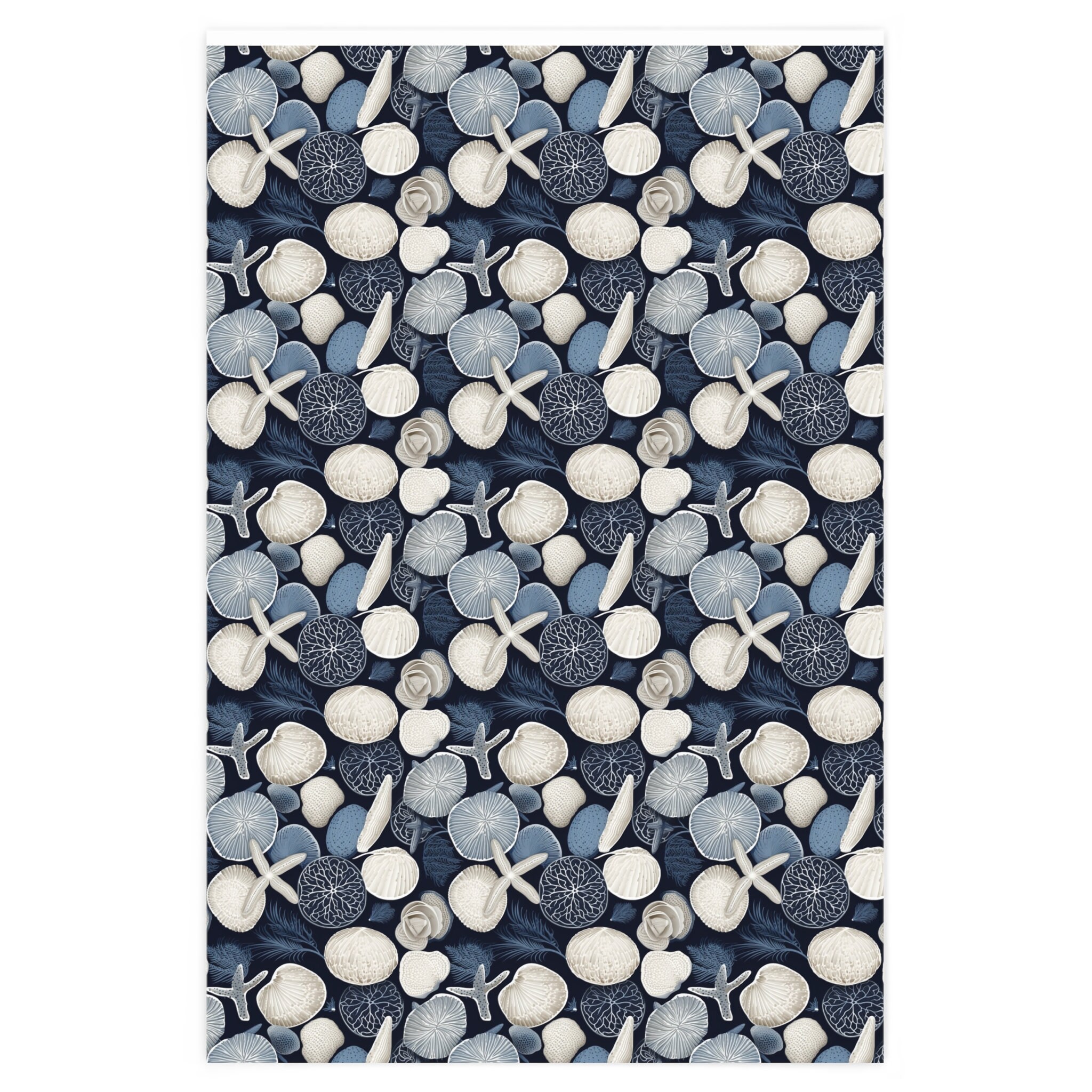Blue Seashells Wrapping Paper-sea Shell Beach Theme Wrapping Paper ...