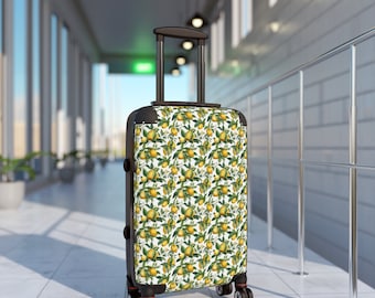 Lemons Suitcase, Lemon Theme Luggage, Honeymoon Luggage, Matching Wheeled Suitcase, Lemon Yellow Carry On