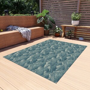 Ocean Patio Rug, Beach Rug, Patio Decor, Lanai Style, Coastal Home, Front Porch Rug, Lanai Rug, Home Decor, Southern Style Rug