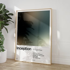 Póster de la película Origen, Impresión minimalista, Decoración de pared con aura degradada, Regalo para amantes del cine, Póster digital de la película