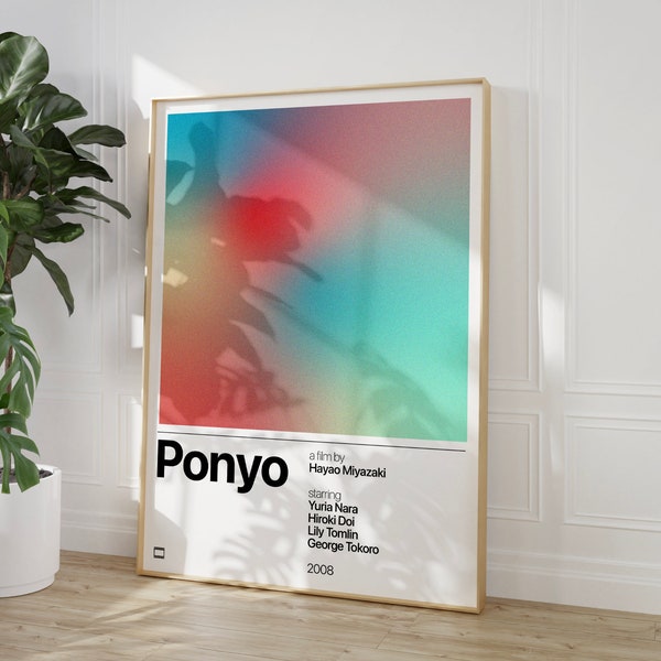 Ponyo, Ponyo Movie Poster, Studio Ghibli Art, Anime Poster, Japanese Art, Gradient Aura Wall Decor, Gift Movie Lovers, Movie Poster Digital