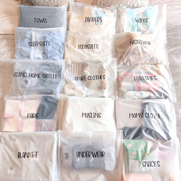 15 x Hospital Bag Organisers / Maternity Pouches / Zip Lock Reusable Bags / Mum & Baby Essentials Bags | Baby Shower Gift / Hospital Bag