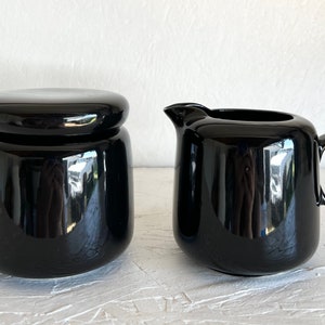 Vintage Black Ceramic Creamer and Sugar Set Japan