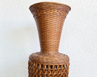 Tall Woven Wicker Ikebana Vase