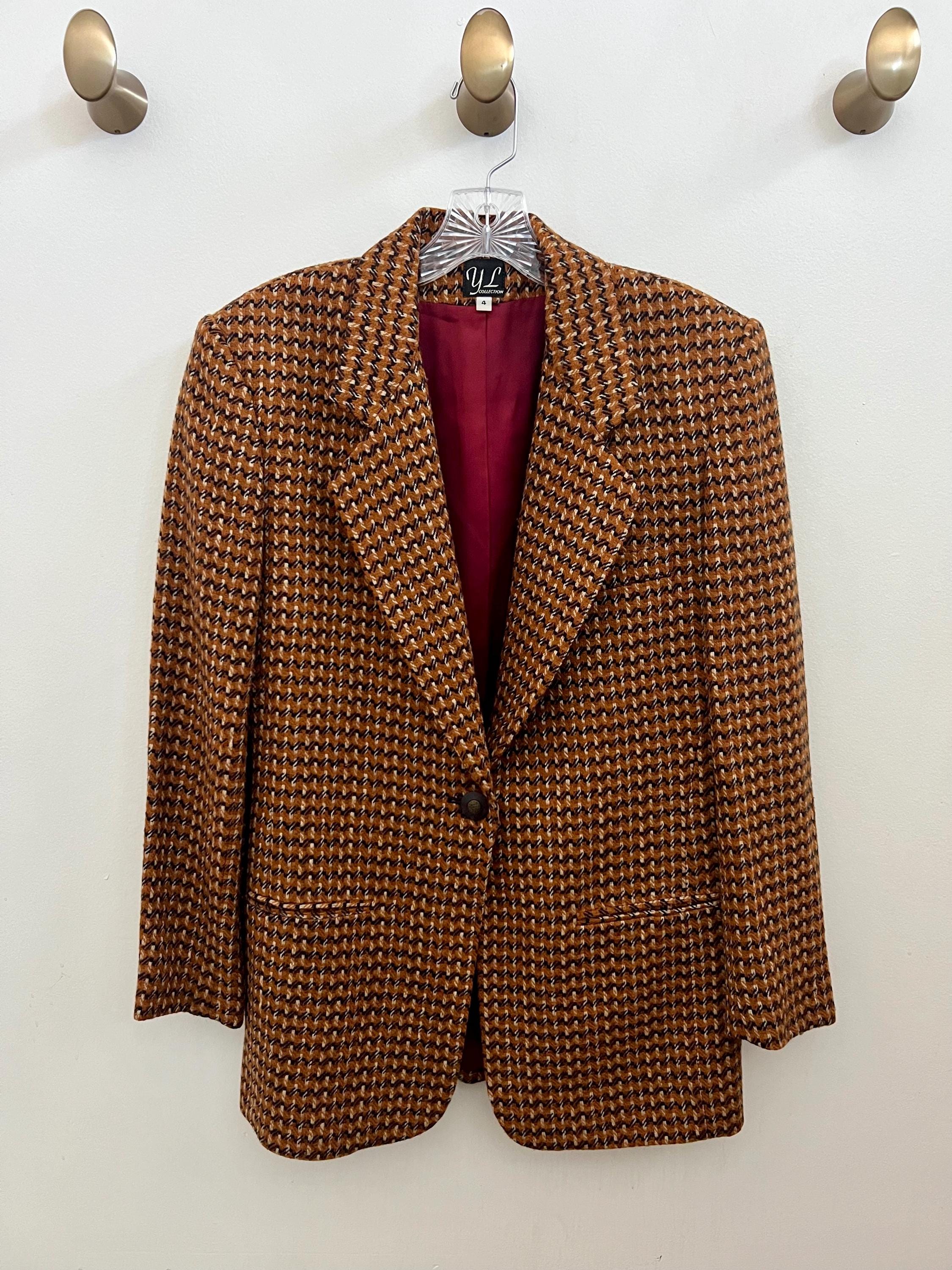 Women Brown Tweed Blazers