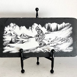 Vintage Frank Weng Associates Jack Crane Slate Art Retro Skier