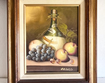 Vintage Original Signed Oil Painting of Still Life Fruit