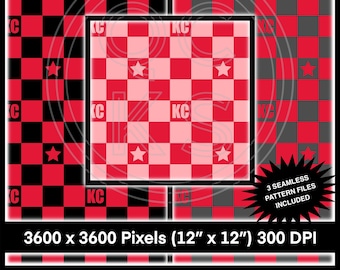 KC Checkered w / Stars Seamless Pattern Bundle 2 (Koordinierende PNG-Bundle verfügbar, aber nicht enthalten)