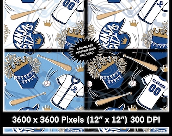 Kansas City Baseball Diamant nahtlose Muster JPEG Bundle