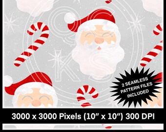 Weihnachten Aquarell Santa Grey Seamless Pattern w / Coordinating Watercolor Solid Seamless Pattern