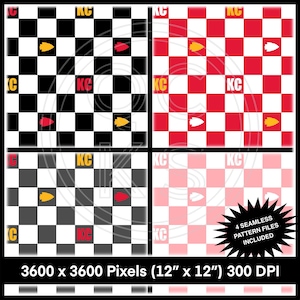 KC Checkered w/ Arrowheads Seamless Pattern Bundle 1 (bundle PNG coordinato disponibile ma non incluso)