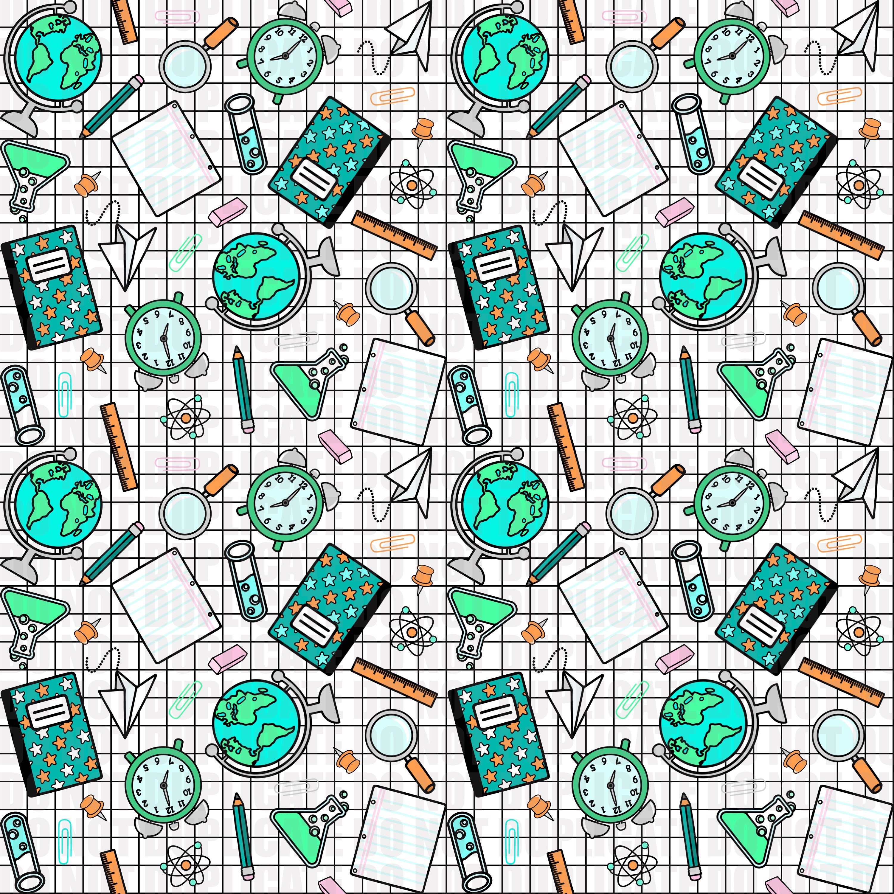 Back to School Blue Green Science Seamless Pattern - Etsy