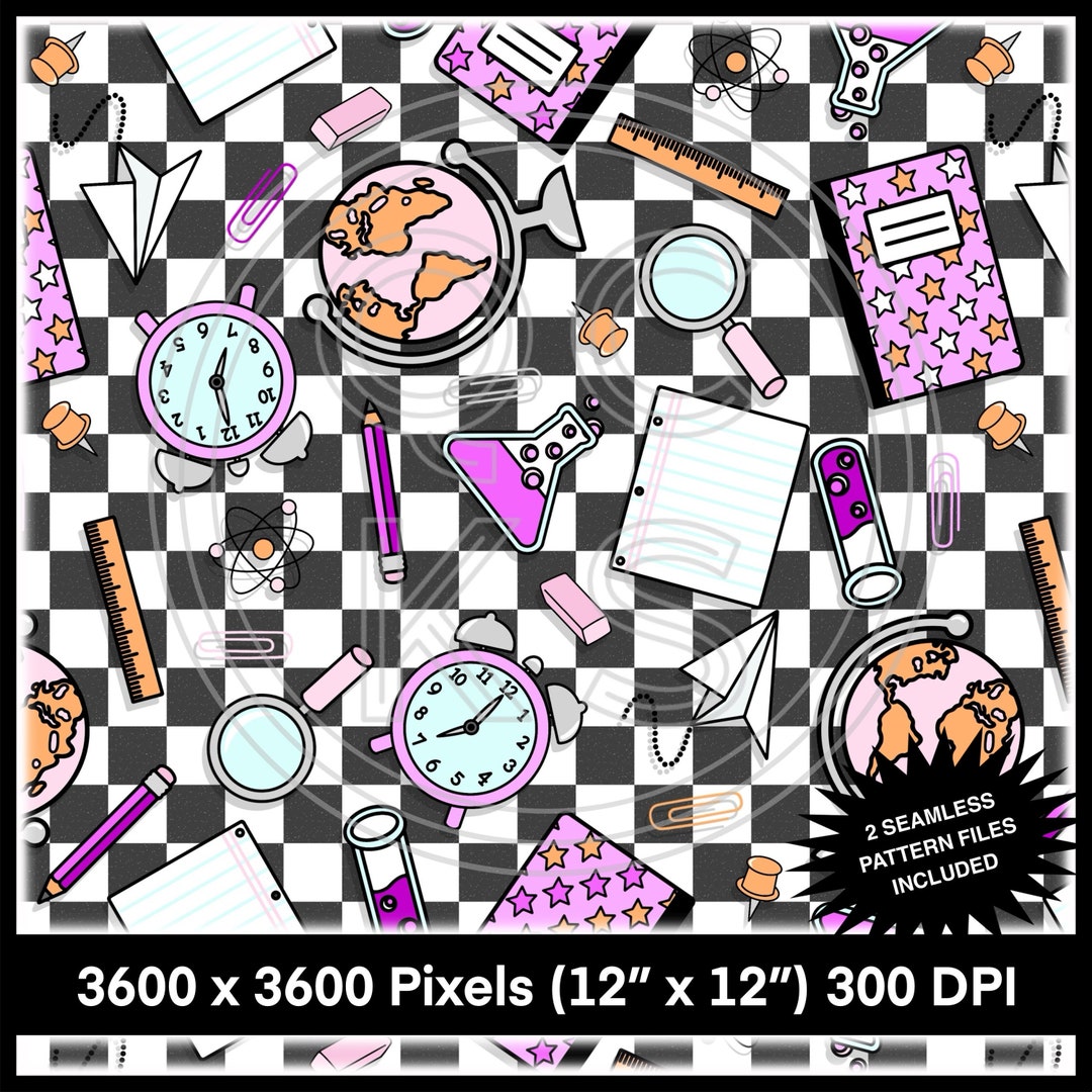Science Pattern Pink Back to School Pink Orange Science Seamless Pattern (coordinating PNG ...